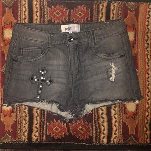 Jolt black distressed shorts with Cross
